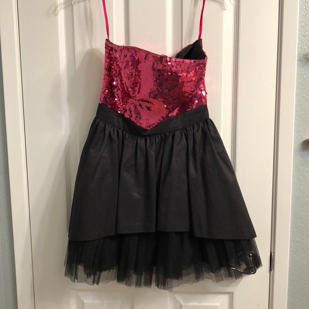 Pink and Black Sequenced Betsey Johnson Dress